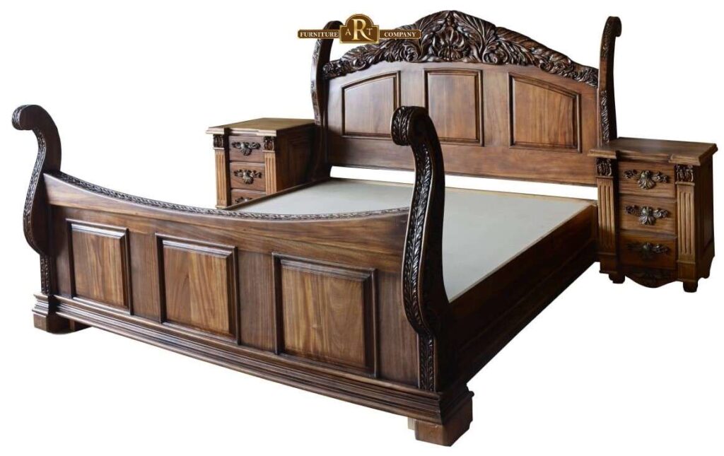 Wooden bed and matching bedroom furniture by Furniture Art Company