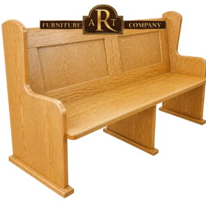 Affordable Oak church bench with light timber, a panelled back and central seat support