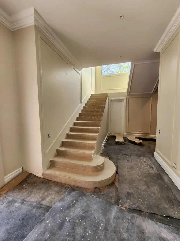 Bare staircase before timber treads and balustrade were fitted